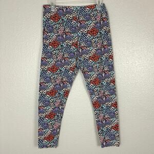 NOBO Sz XL (15-17) Girls Floral Blue Purple White Orange Cotton Spandex Leggings